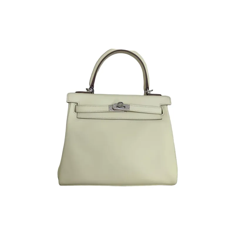 HERMES Kelly Swift Leather Kelly Bag, Shoulder Bag, Crossbody Bag, Handbag Women's Milton Yellow-0