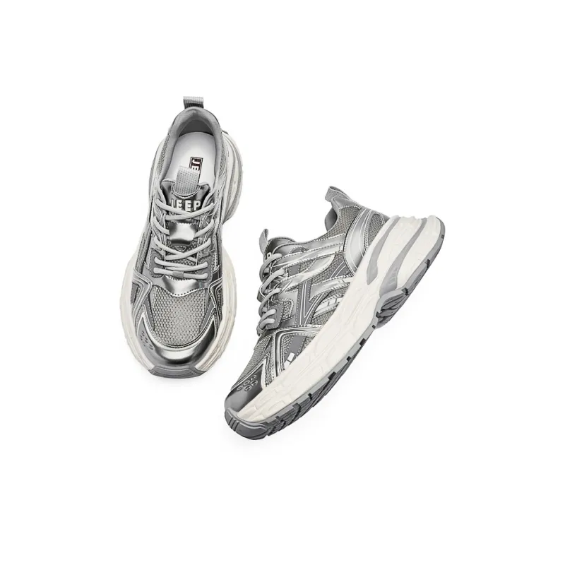 JEEP SPIRIT Chunky Sneakers Men Low Top Bright Sand Silver-3