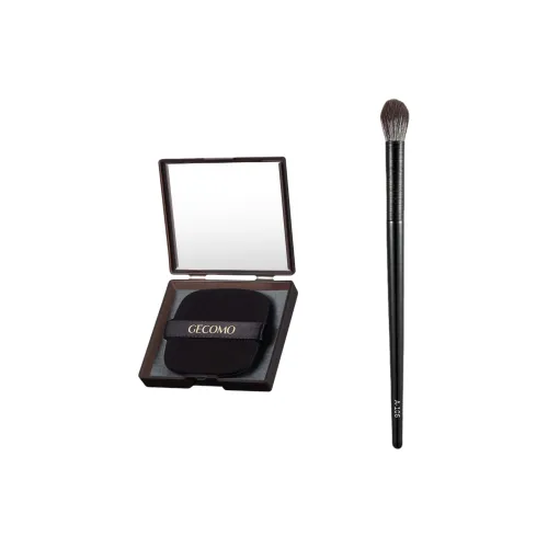 GECOMO Flame High Light Brush+Oil Absorbing Paper Combination, Built in Mirror Powder Puff, Makeup Tool