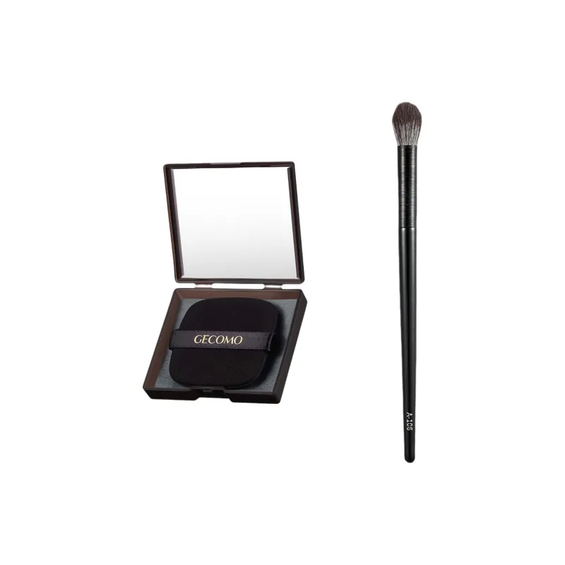 GECOMO Flame High Light Brush+Oil Absorbing Paper Combination, Built in Mirror Powder Puff, Makeup Tool-0