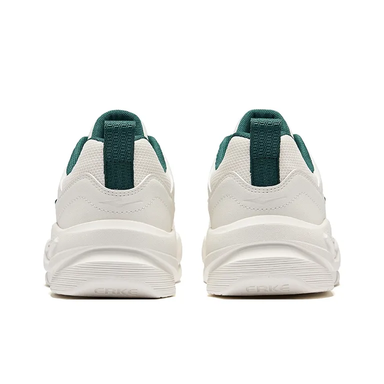 Erke Anti-Slip Wear-Resistant Low-Top Skateboard Shoes Men's Microcrystal White Teal Green-3