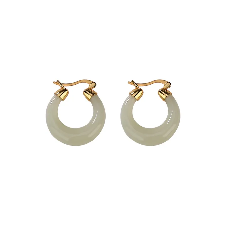 Royal Heaven's Choice Earrings Pale Greenish White Jade Women's-0