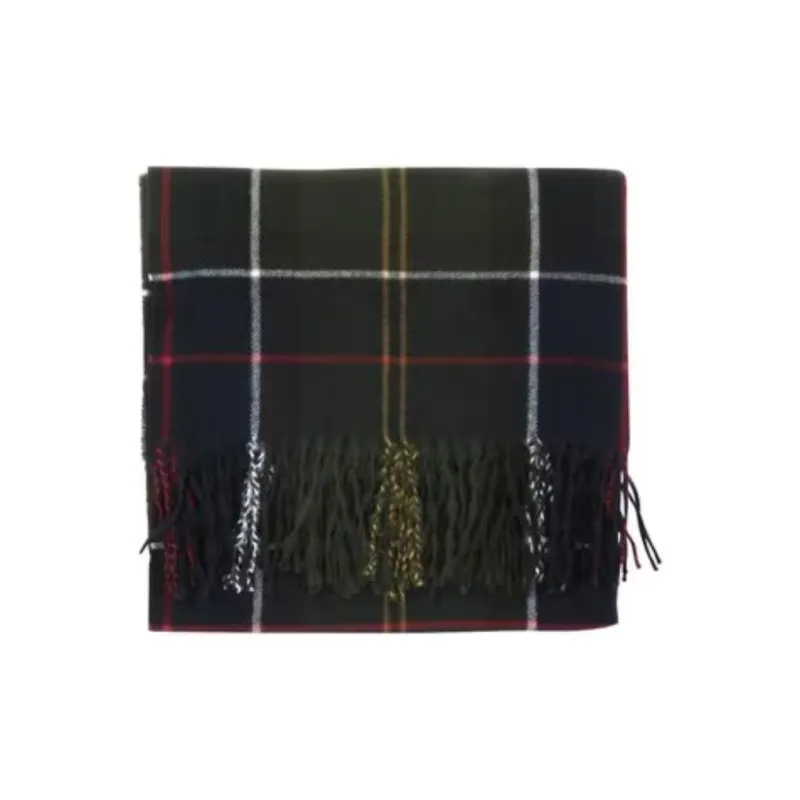 BARBOUR Checked Fringed Edge Scarf-1