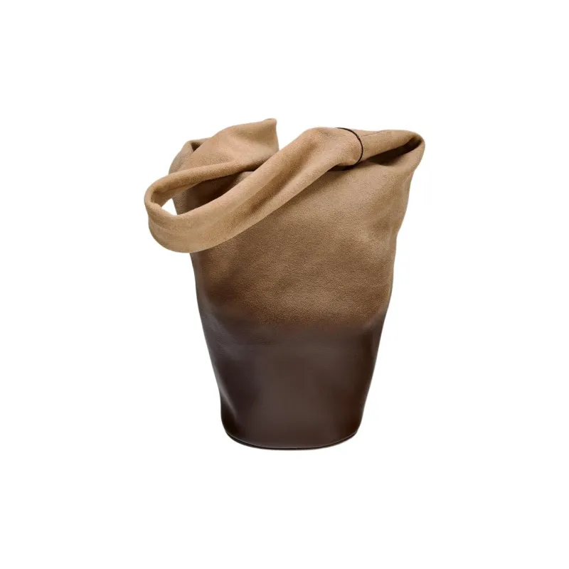 ZARA Cow Leather Bucket Bag Handbag Shoulder Bag Women's Brown-3
