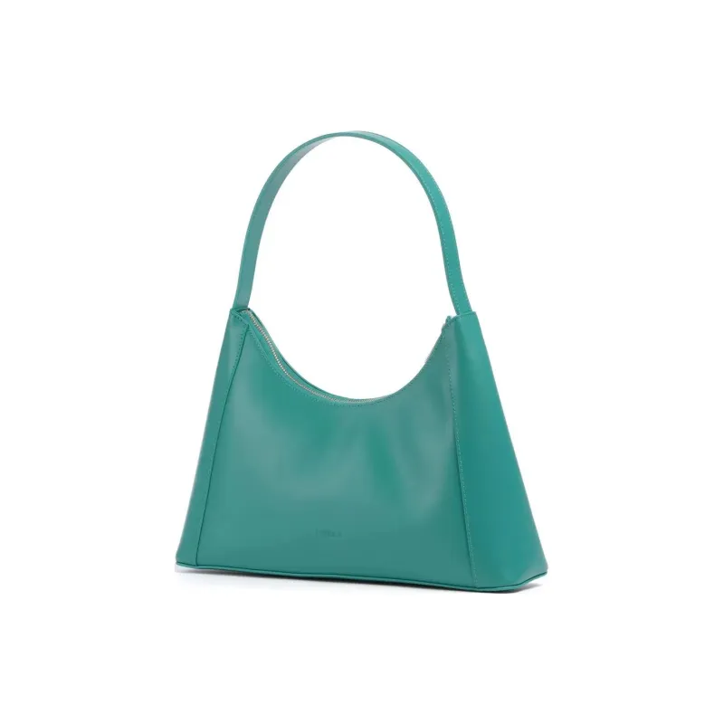Furla Diamante Leather Shoulder Bag Small Size Women's Green-1