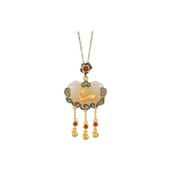 Royal Heaven's Choice Pendant Pale Greenish White Jade Unisex