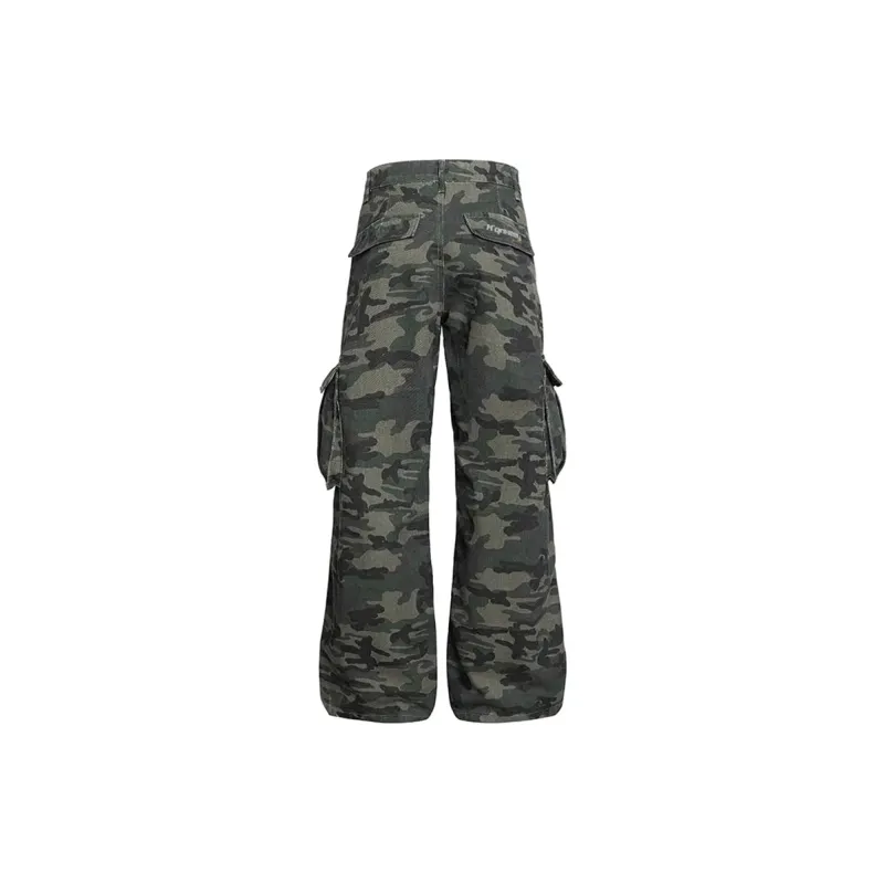 Qnxeey Cargo Pants Unisex Camouflage-1