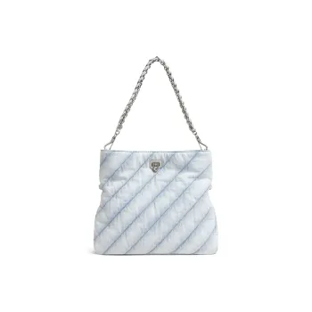 CHARLES&KEITH Denim Shoulder Bag Medium Size Women's Light Washed Denim Light Denim Blue