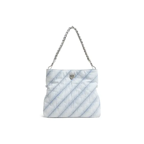 CHARLES&KEITH Denim Shoulder Bag Medium Size Women's Light Washed Denim Light Denim Blue