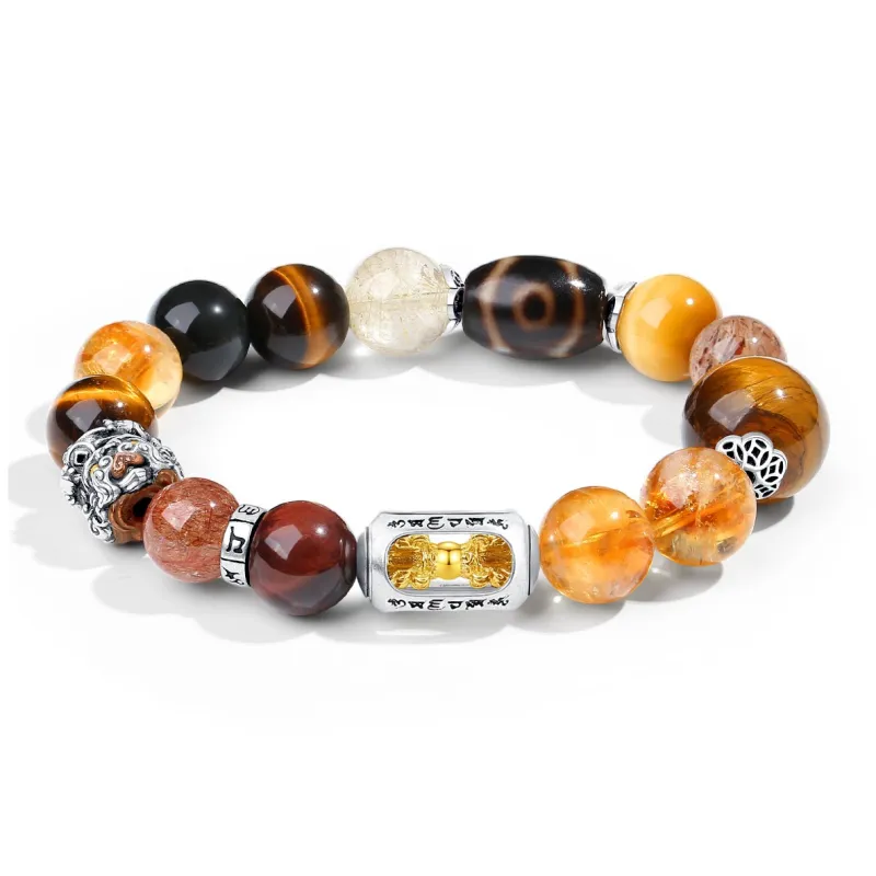 PUTUOSHANWENCHUANG Tiger's Eye Stone Jade Bracelets Unisex-6