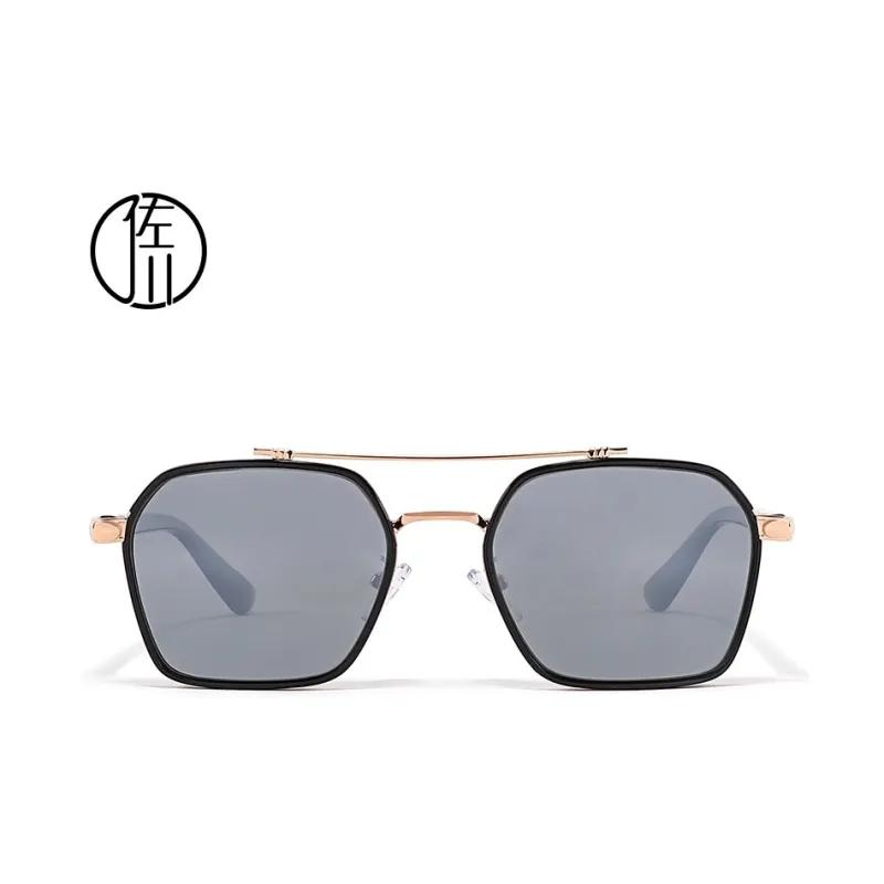 Sagawa Titanium Plate Frame Irregular Shape Sunglasses Unisex-5