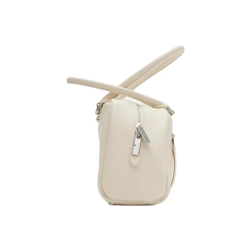 Burberry Shield Calfskin Bowling Bag, Handbag Trumpets Women's Soap White-1