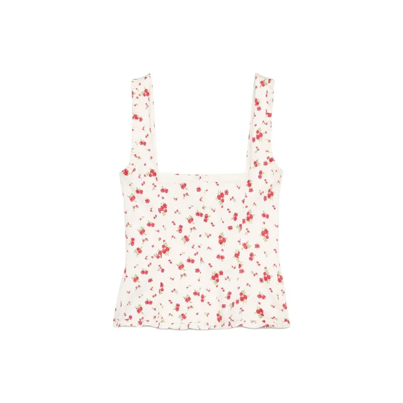 ZARA Camisole Women's White Base With Red Flowers-1