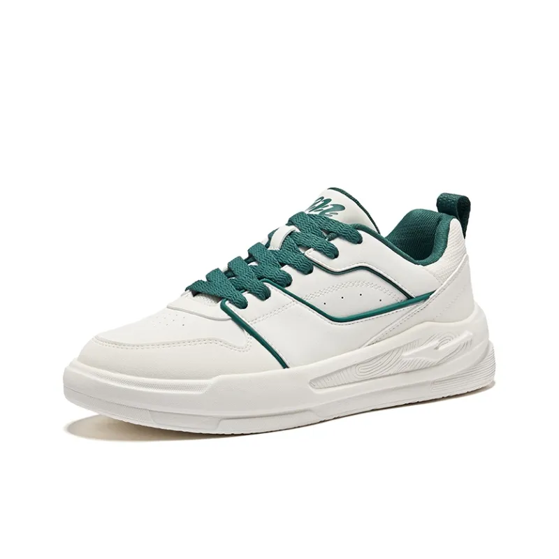 Erke Anti-Slip Wear-Resistant Low-Top Skateboard Shoes Men's Microcrystal White Teal Green-2