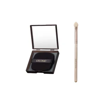 GECOMO Eye Shadow Sponge Brush+Oil Paper Combination, Self Contained Mirror Powder Puff, Makeup Tool
