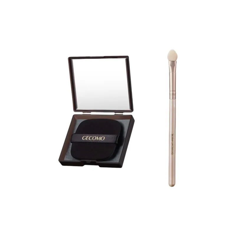 GECOMO Eye Shadow Sponge Brush+Oil Paper Combination, Self Contained Mirror Powder Puff, Makeup Tool-0