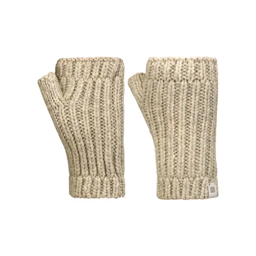 UGG Acrylic Nylon Wool Genuine Leather Knit Gloves Women's Beige