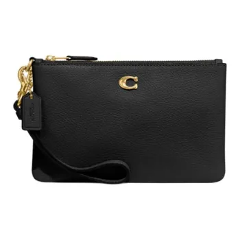 COACH Wristlet Leather Wallet Small Size Women's Black