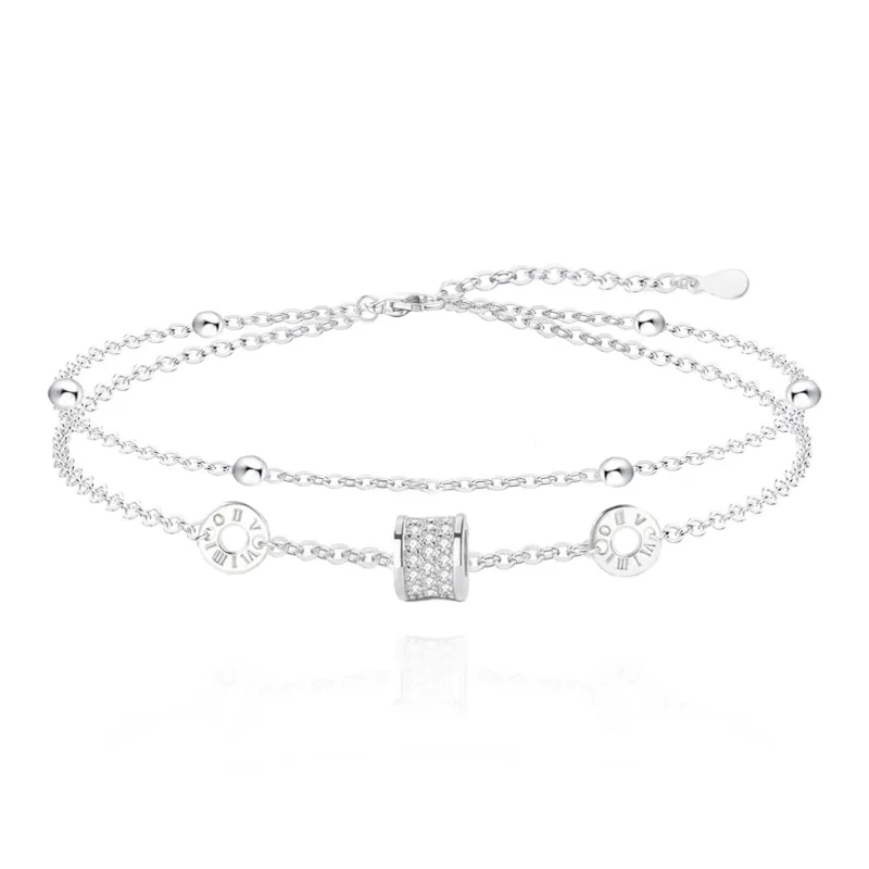 NUSQ Sterling Silver Zircon Bracelets Women's-0