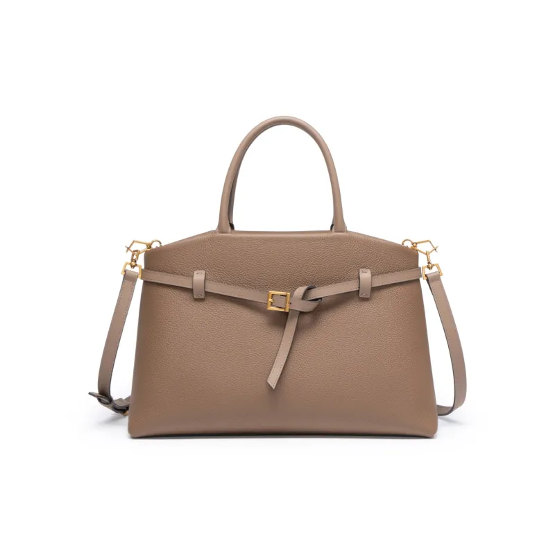 Chrisdien Deny Cow Leather Kelly Bag Handbags Women's Elephant Gray/Black-7