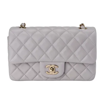 CHANEL Classic Flap CF Lambskin Shoulder Bag, Crossbody Bag Mini Women's Gray