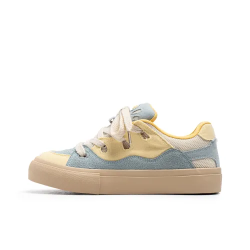 Mengsai Low Top Skateboard Shoes Men's Yellow Blue
