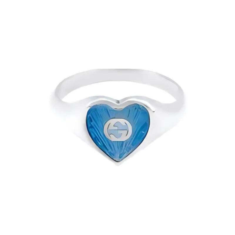 GUCCI Ring With Interlocking G Enamel Heart-0