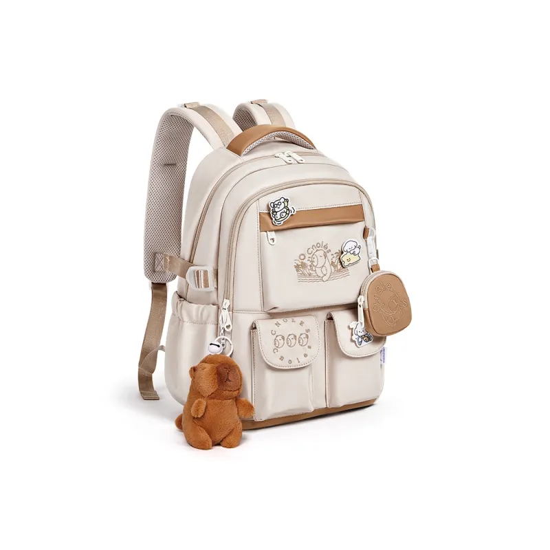 CNOLES Fabric Backpack Large Size Women's Apricot/Cardamom Powder-1