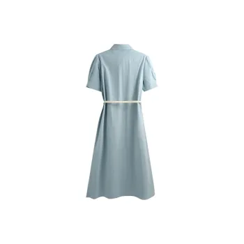 She Enjoys Short Sleeved Dress Women's Light Gray Blue