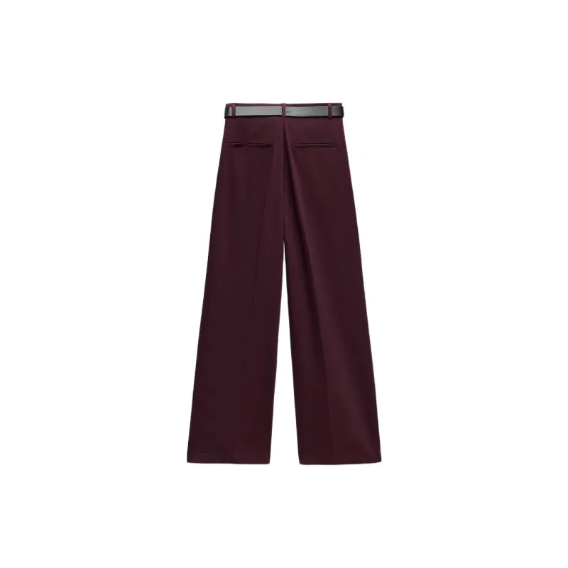 ZARA Casual Pants Women's Dark Red-1