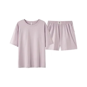 White Ran Pajama Set Women's Pink Purple