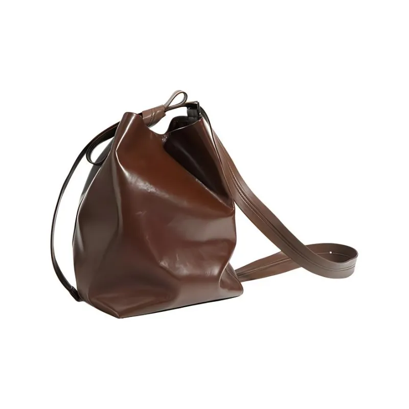 LARTIGENT Cow Leather Shoulder Bag Women's Chocolate/Black/Pearl Gray-4