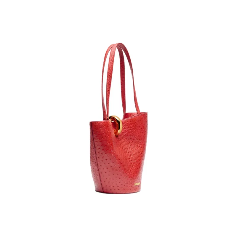 Jacquemus Calfskin Bucket Bags Shoulder Bags Medium Size Women's Red-1