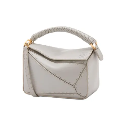 LOEWE Puzzle Smooth Calf Leather Handbag Mini Women's Shell Gray
