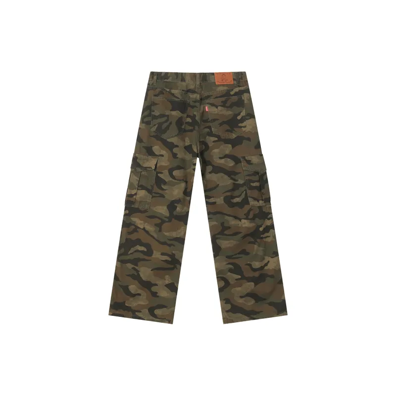 BIPOLAR Cargo Pants Unisex Green Camouflage-1