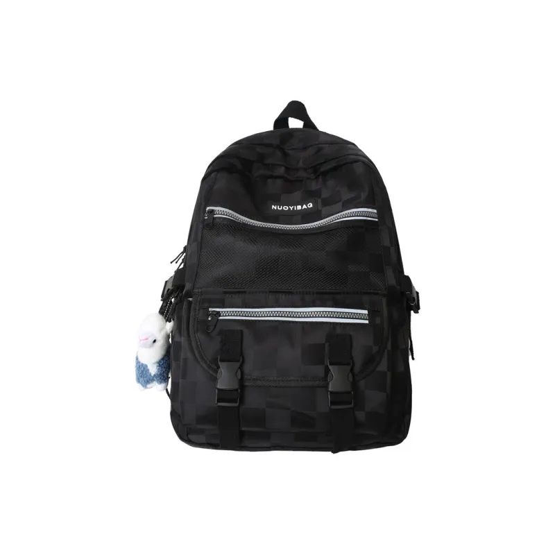 NOMK Nylon Backpack Regular Unisex White/Black/White Plaid/Black Plaid-10