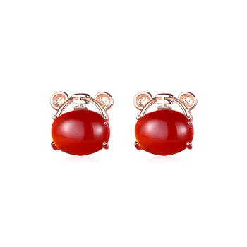 CENTURY&KINDLE Agate Stud Earrings Women's
