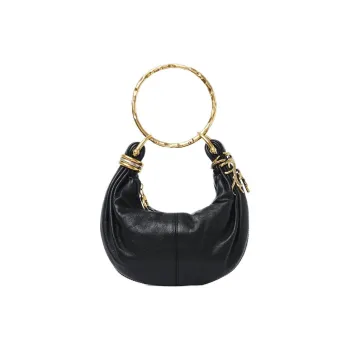 Chloe Buffalo Leather Hobo Bag Shoulder Bag Crossbody Bag Handbag Mini Women's Black