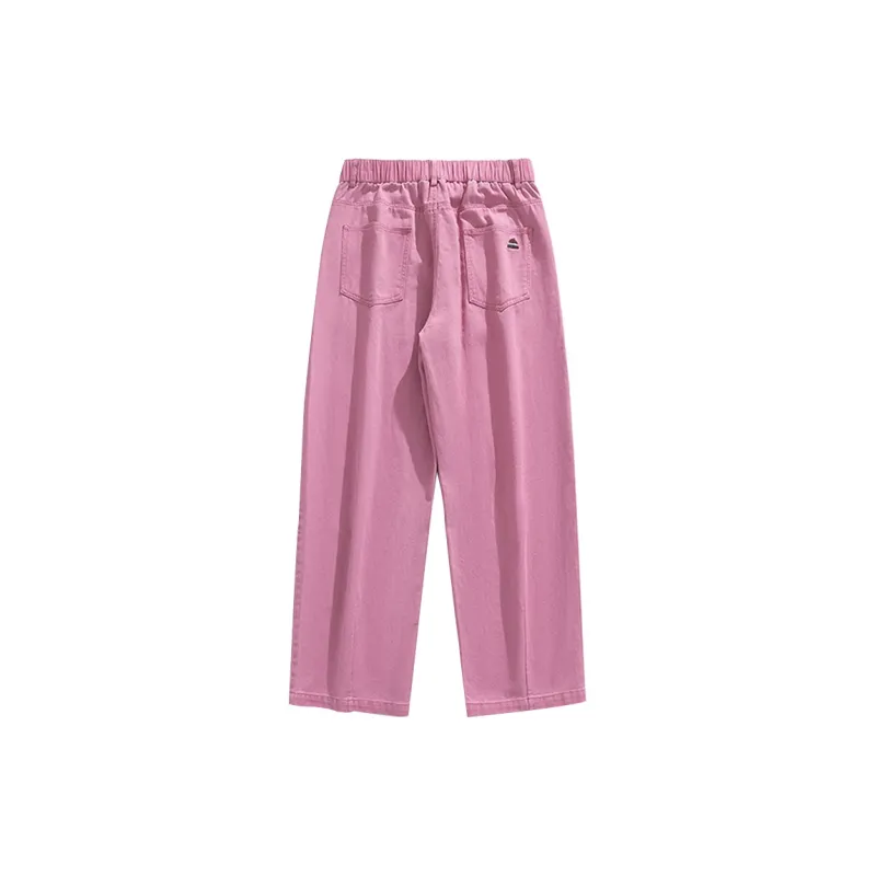 Devanro Casual Pants Men's Unisex Pink-3