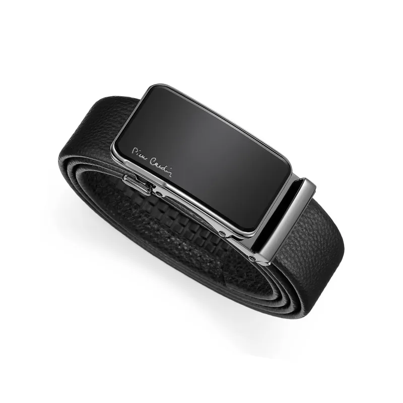 PIERRE CARDIN Double Sided Top Grain Cow Leather Belts Men's Black 3.6CM-0