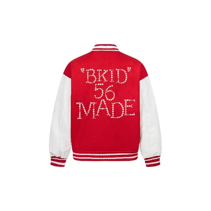 Vine Color Baseball Jacket Unisex Red-1