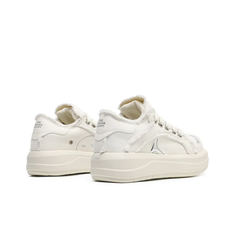 Hong Kong Meng Slip-Resistant Cushioning Height Increasing Low-Top Skateboard Shoes Unisex Beige-3