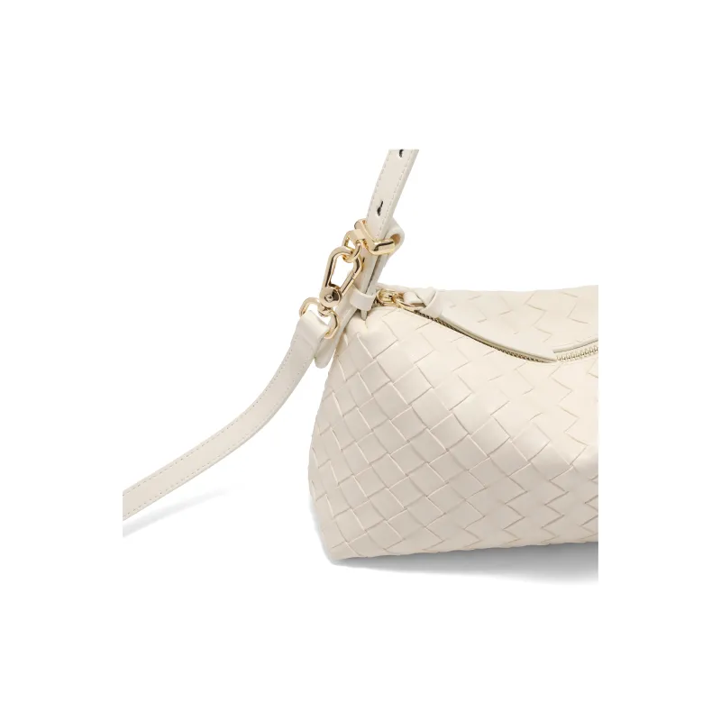 BELLE Synthetic Leather Small Square Bag, Crossbody Bag, Shoulder Bag Medium Size Women's Beige/Brown-3