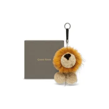 CinvaiKrose Rex Rabbit Fur Plush Doll Bag Decoration Pendant Bag Accessory Gold/khaki