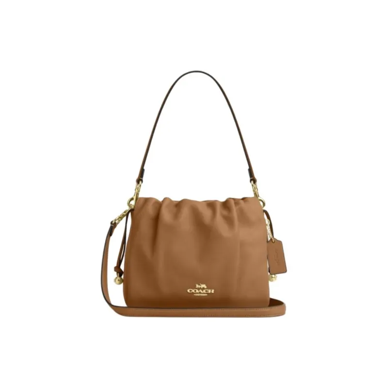 COACH Faye Cow Leather Shoulder Bag Trumpets Women's Honeys Brown-0