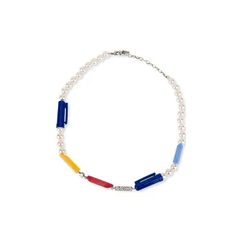MOSCHINO Plastic Metal Pearl Diamond Necklaces Women's Multicolor