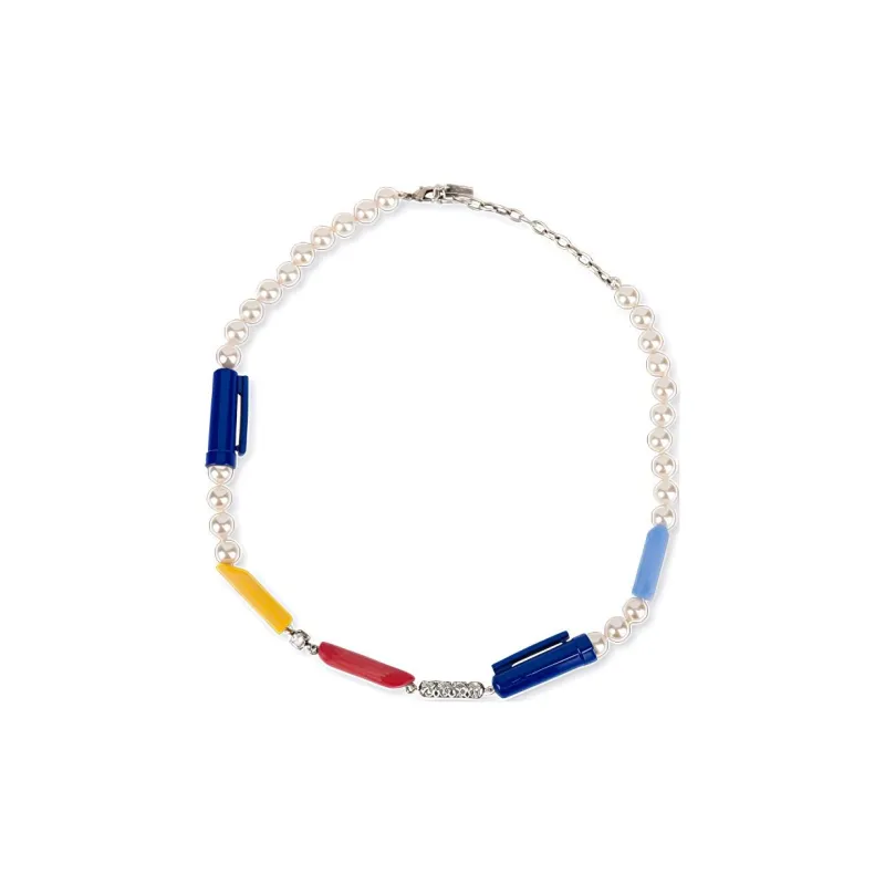 MOSCHINO Plastic Metal Pearl Diamond Necklaces Women's Multicolor-0