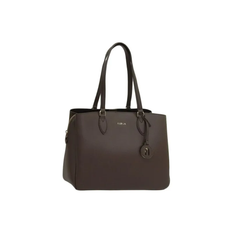 Furla Leather Tote Bag, Shopping Bag, Shoulder Bag Women's Chocolate Brown-1