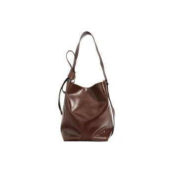 LARTIGENT Cow Leather Shoulder Bag Women's Chocolate/Black/Pearl Gray