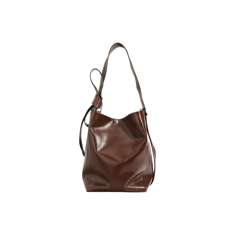 LARTIGENT Cow Leather Shoulder Bag Women's Chocolate/Black/Pearl Gray-0